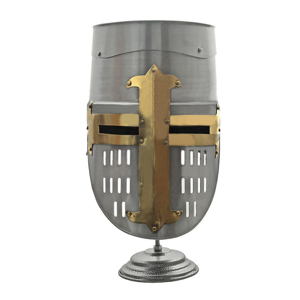 Decorative Crusader Helmet With Stand Medieval Armor - Tophatter's Army Products & Self Defense Collectible Weapons - Tophatter Daily Deals